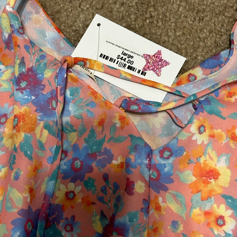NWT summer dreamscapes patterned top {peach} - large - Picture 8 of 10